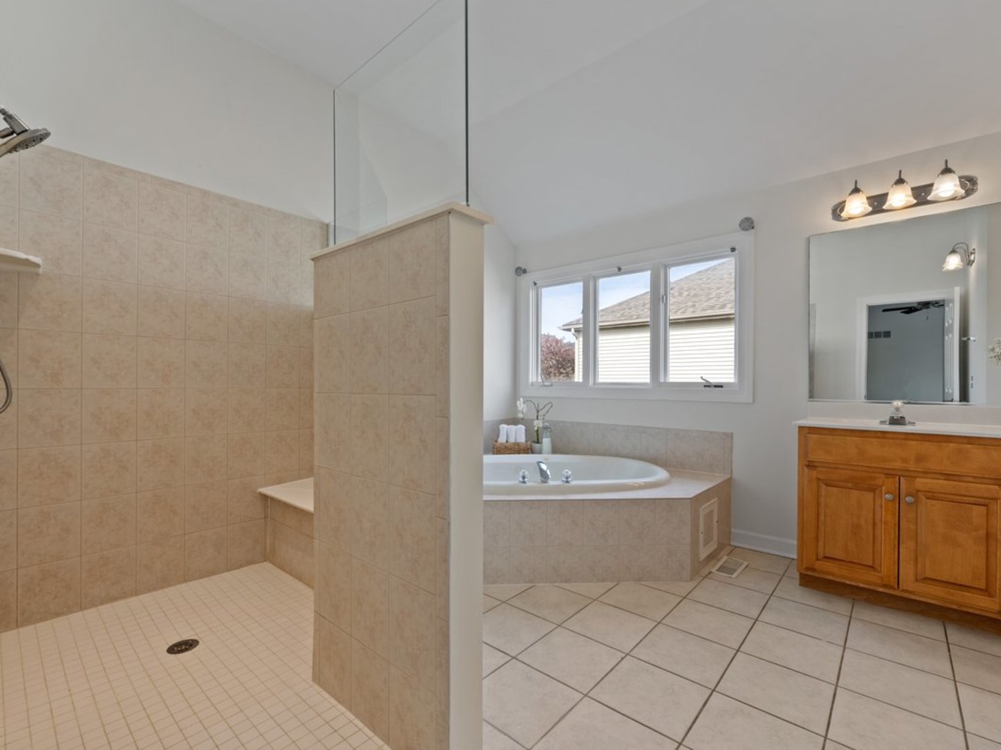 3035 Rollingridge Road Naperville, IL 60564 - Photo 16 of 28 a bathroom with a sink a mirror and a bathtub