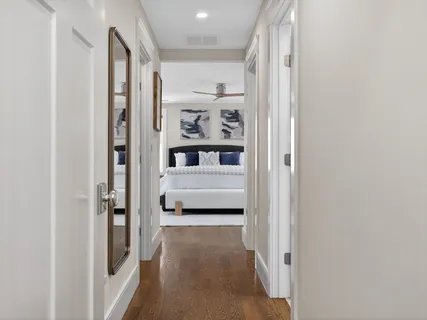 a view of a bedroom from hallway