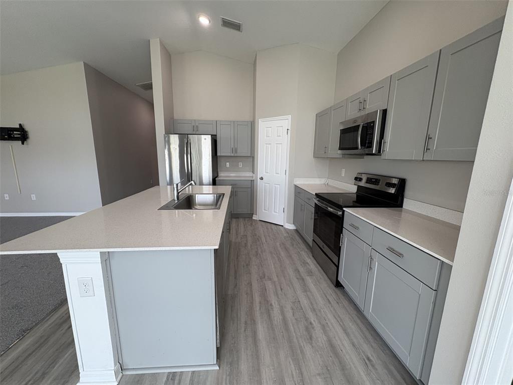 13105 Fruitville Way Riverview, FL 33579 - Photo 13 of 56 a kitchen with a sink a microwave a stove and refrigerator
