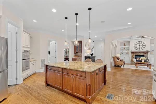 a large kitchen with a lot of counter space