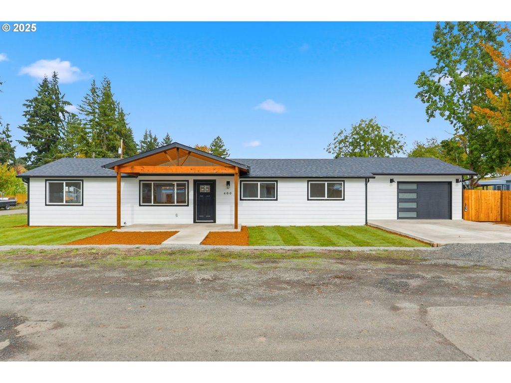 a view of pool with a house in the background