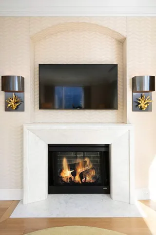 a city view with tall buildings