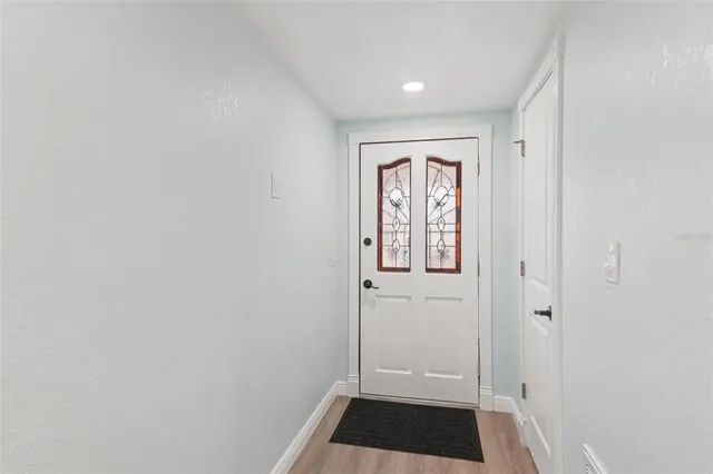 a view of front door with a window