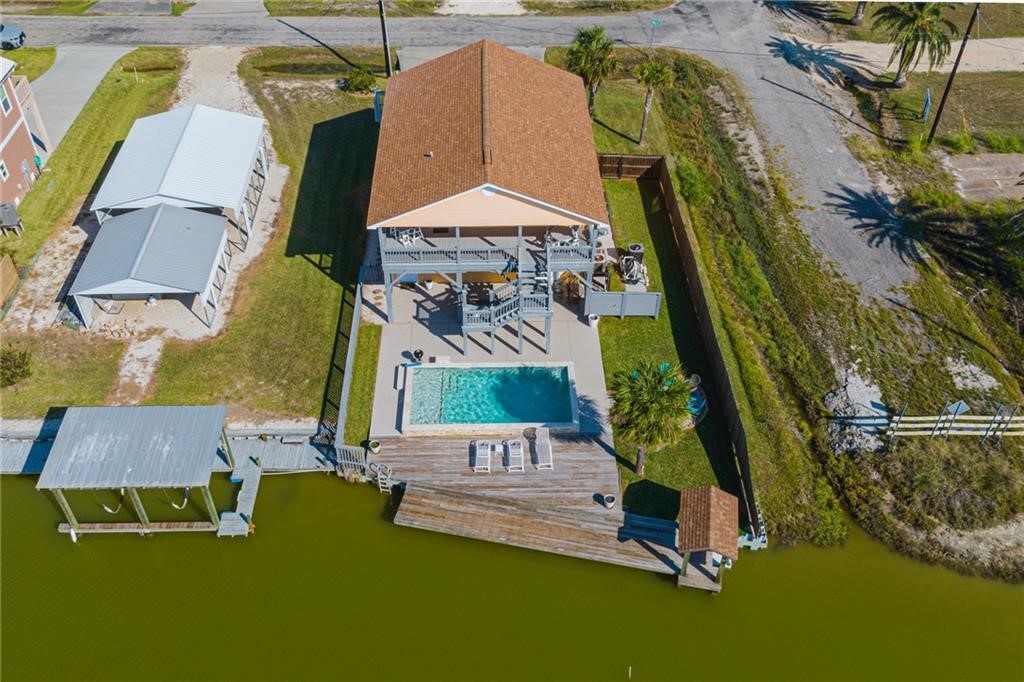 102 Ball Street Rockport, TX 78382 - Photo 37 of 40 an aerial view of a house with swimming pool