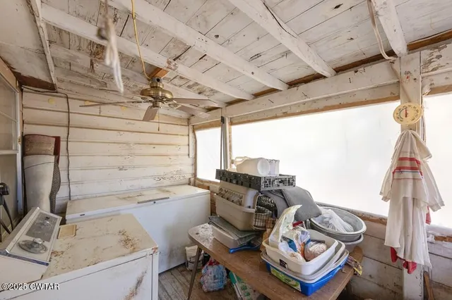 a view of a storage and utility room