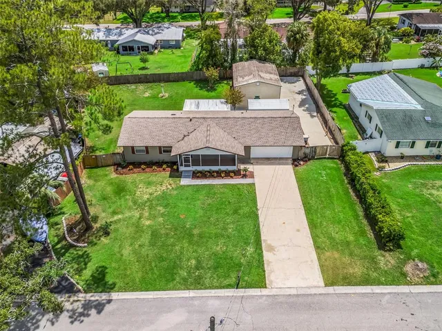 an aerial view of a house