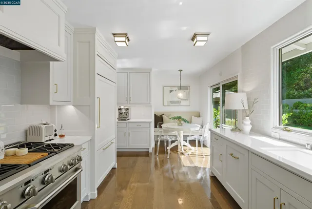 a spacious bedroom with a bed and a couch