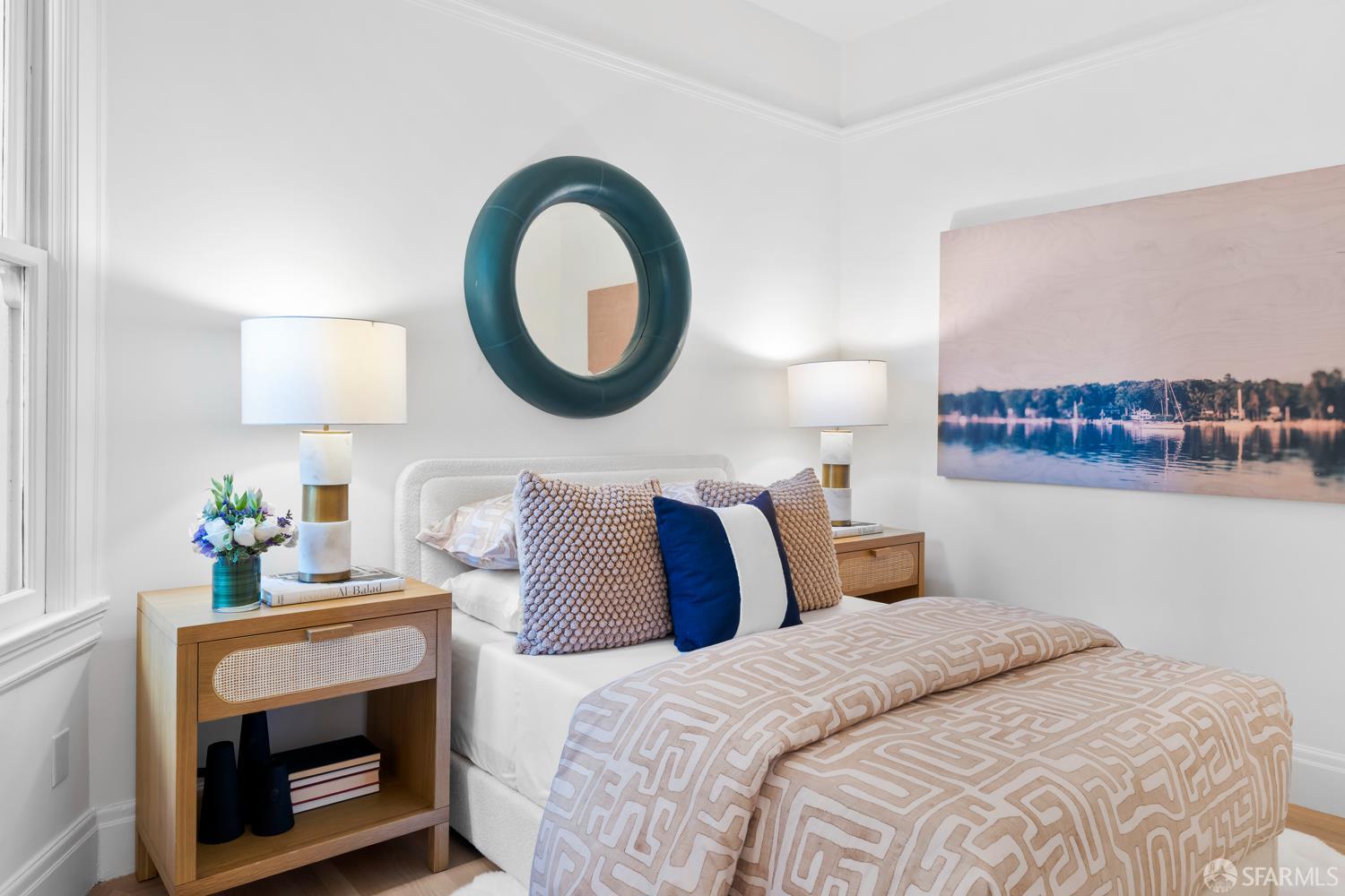 2650 Union Street San Francisco, CA 94123 - Photo 12 of 14 a bedroom with a bed and a lamp on dresser