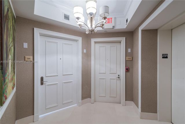 a view of a chandelier in a room