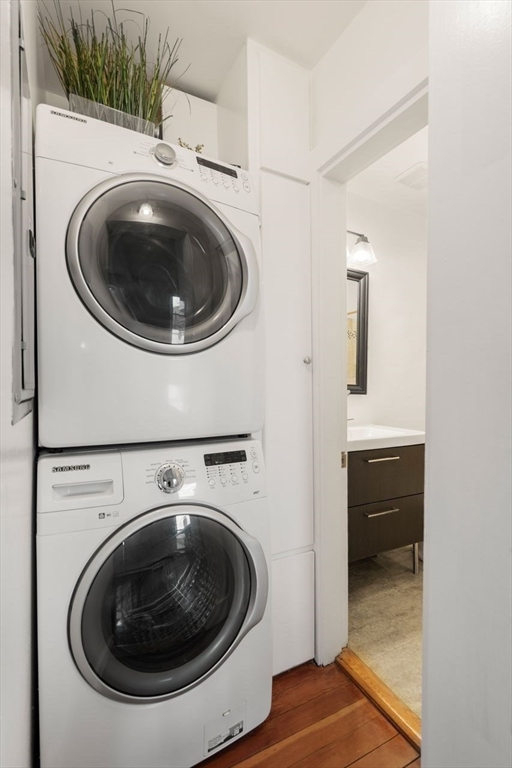96 Brook Street, Unit 3 Brookline, MA 02445 - Photo 17 of 32 a utility room with sink dryer and washer