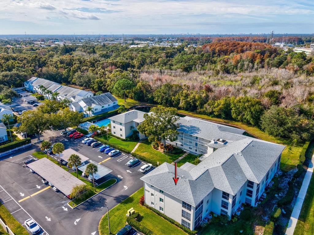 2737 Enterprise Road East, Unit 111 Clearwater, FL 33759 - Photo 25 of 28 an aerial view of a house with a garden