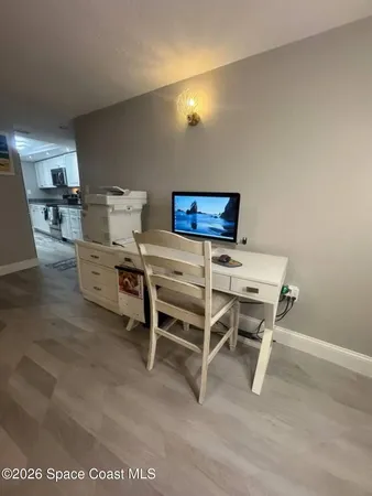 a workspace with furniture