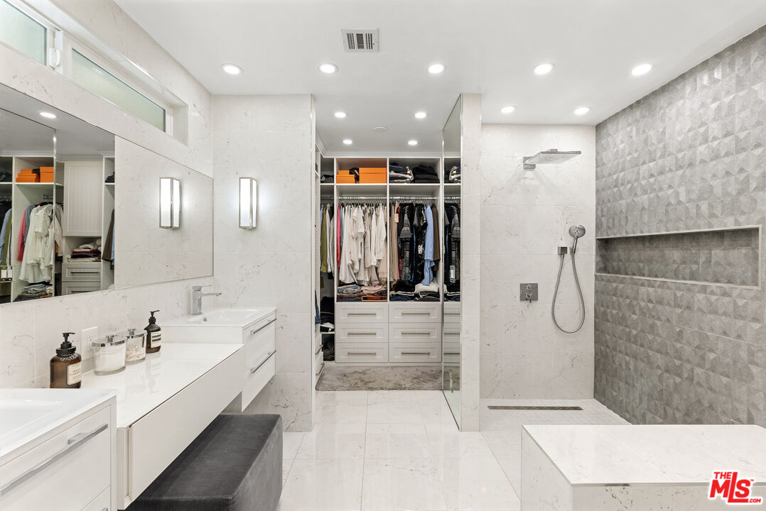 1823 Fern Lane Glendale, CA 91208 - Photo 22 of 30 a bathroom with a double vanity sink mirror and shower