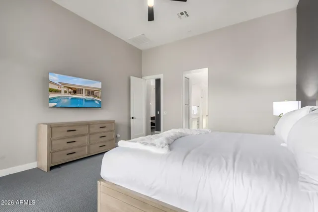 a dining room with furniture and garden