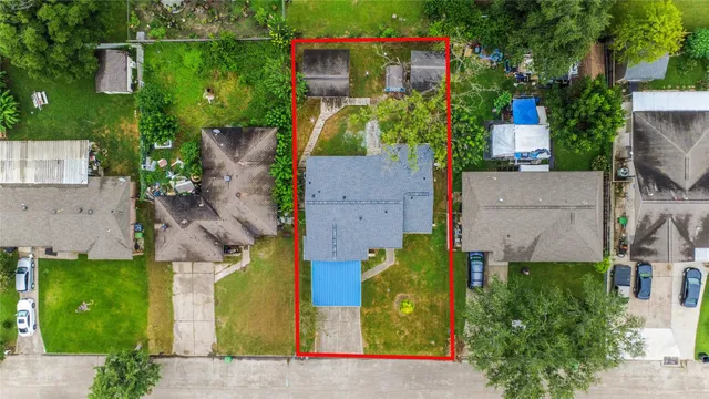 an aerial view of multiple house