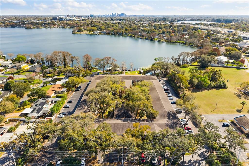 2500 Lee Road, Unit 122 Winter Park, FL 32789 - Photo 21 of 25 an aerial view of a houses with a lake view