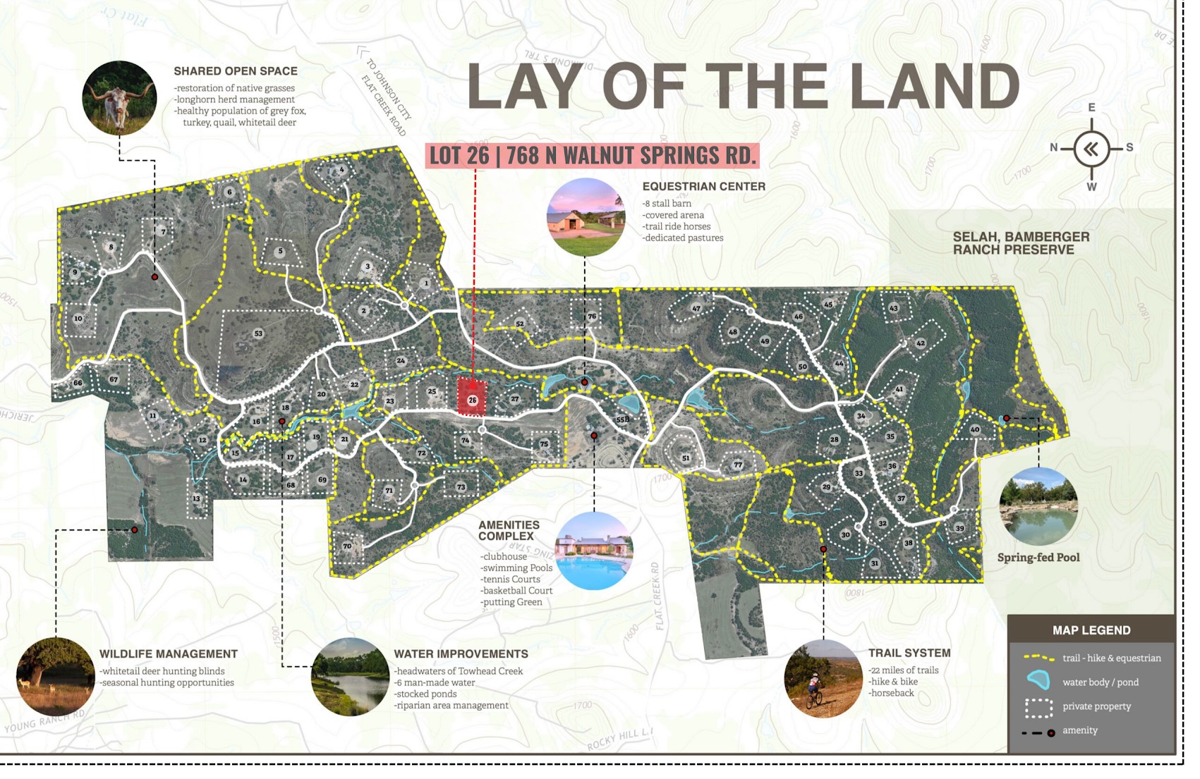 768 North Walnut Springs Road Johnson City, TX 78636 - Photo 15 of 22 Property Development Map. Presenting the overall layout of the property with designated areas and features