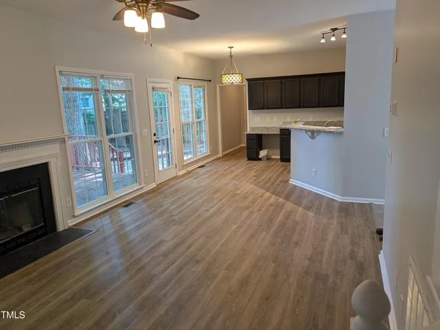 a view of kitchen with microwave and stove