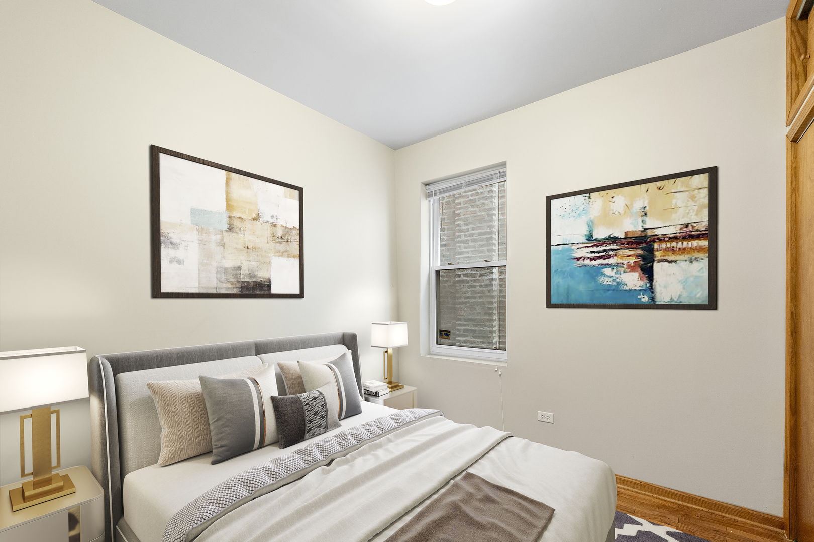 7223 North Damen Avenue Chicago, IL 60645 - Photo 10 of 37 a bedroom with a bed and a painting on the wall