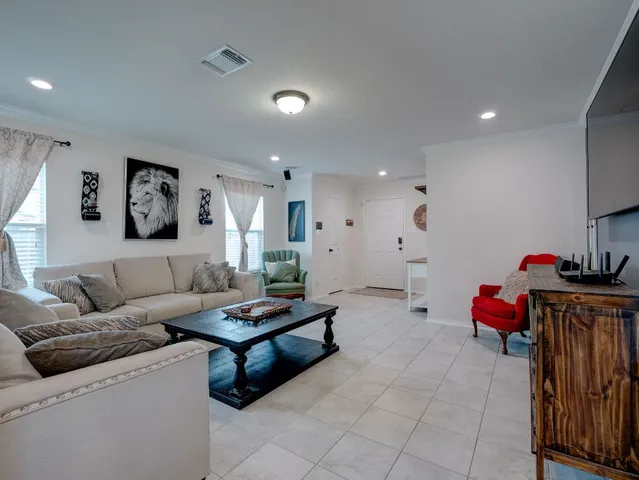 a living room with furniture