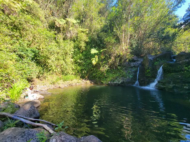 a view of lake with green space