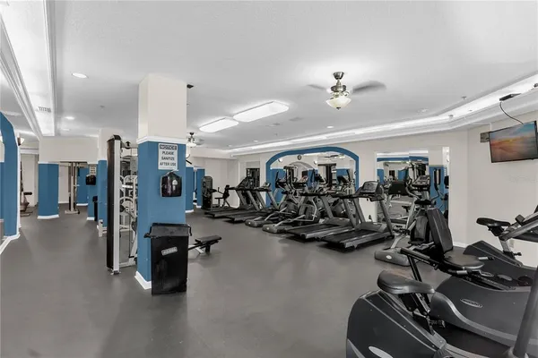 a view of a room with gym equipment