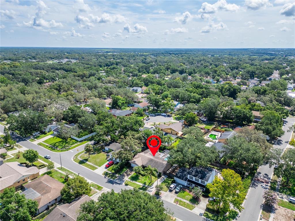 9403 Bellhaven Street Temple Terrace, FL 33637 - Photo 57 of 59 an aerial view of residential houses with outdoor space and trees