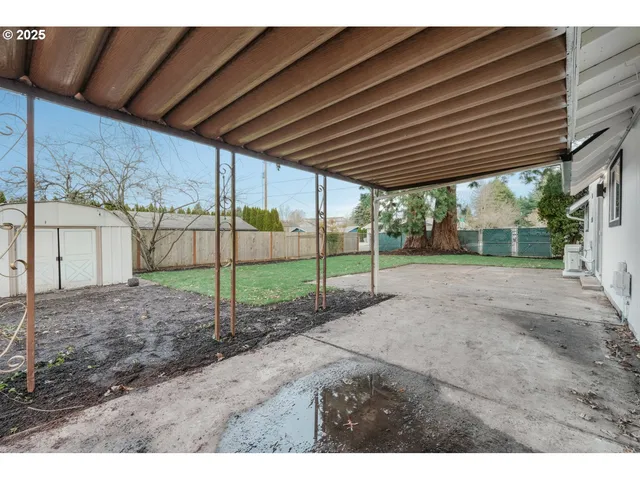 a view of a backyard