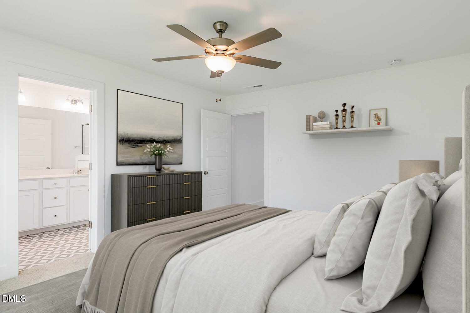 35 Silver Pne Drive Angier, NC 27501 - Photo 22 of 41 a bedroom with a bed and a chandelier