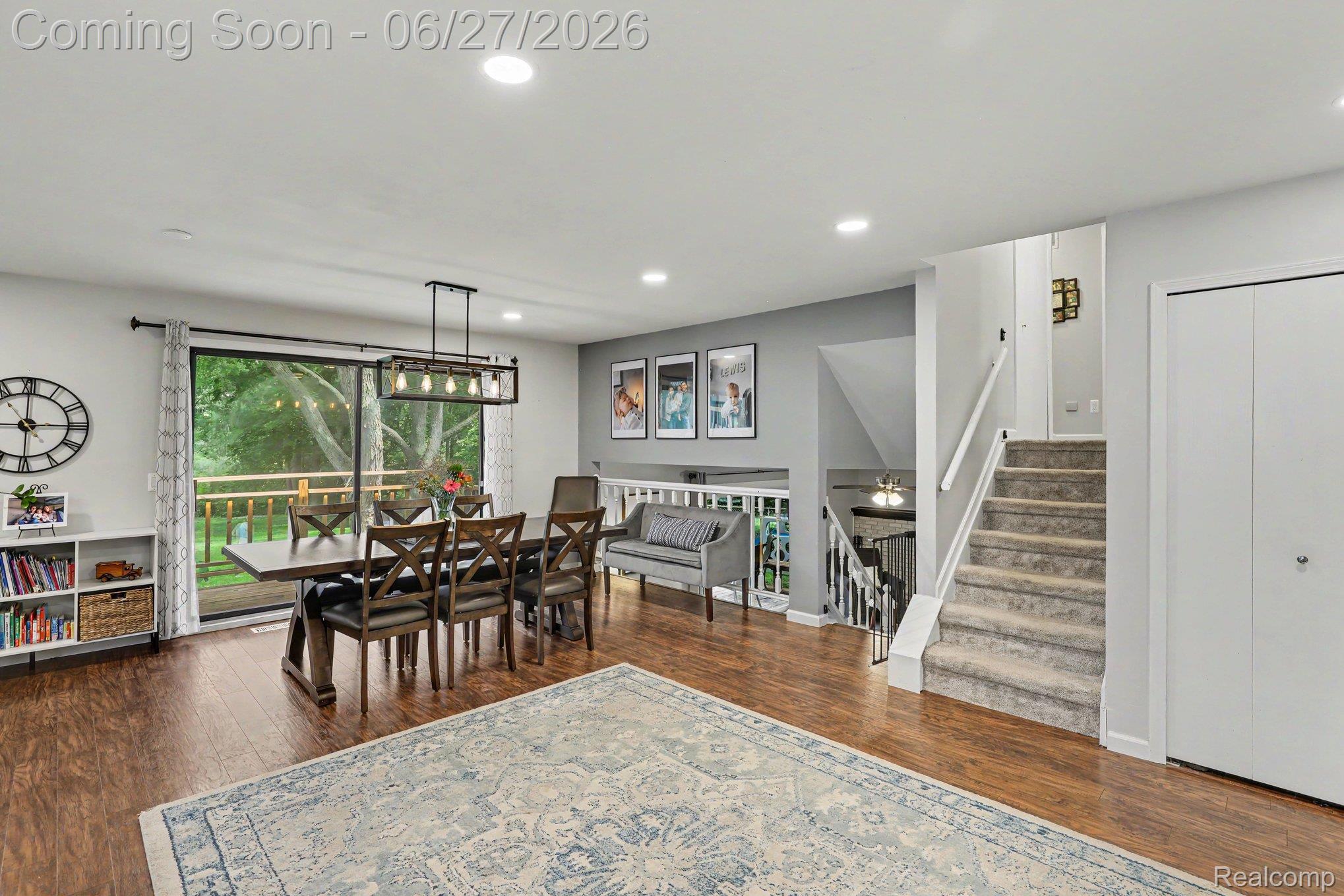 5134 Old Cove Road Clarkston, MI 48346 - Photo 9 of 27 Dining area featuring wood-finish flooring, recessed lighting, and direct access to an outdoor deck