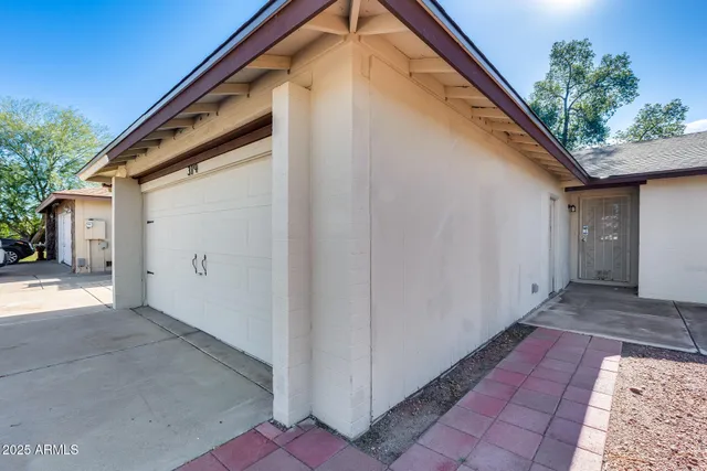 a view of a house with a large window