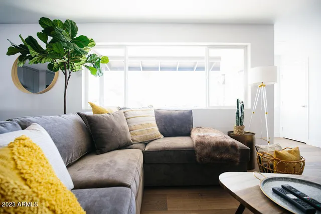a bedroom with a bed and a cabinets