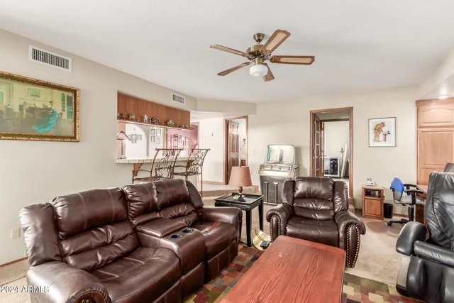 a living room with furniture