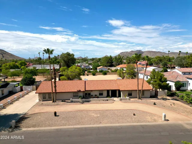 an aerial view of a swimming pool