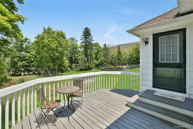a view of a wooden deck