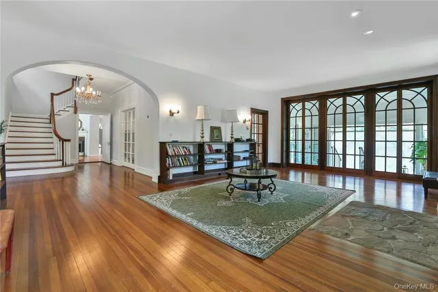 a view of a living room and dining room