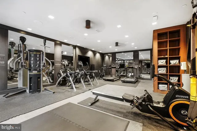 a view of a room with gym equipment