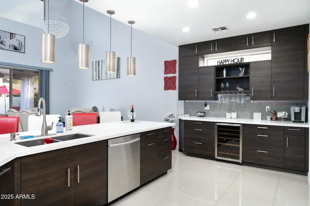 a bathroom with a sink double vanity and a shower