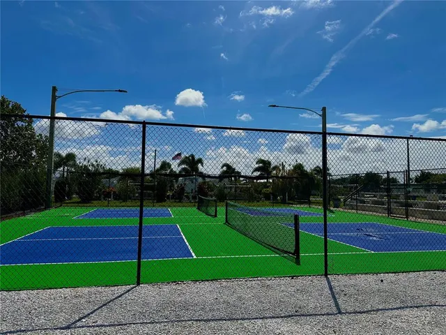 a view of a swimming pool with a garden and plants