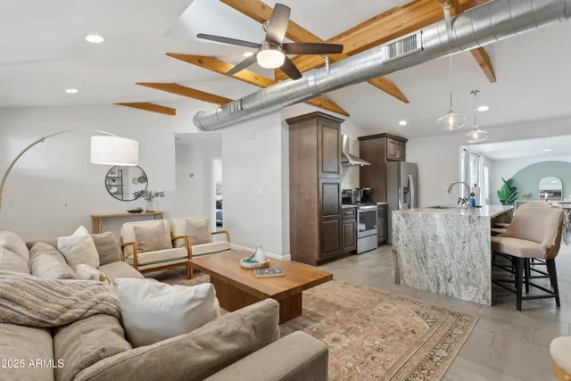 a living room with furniture