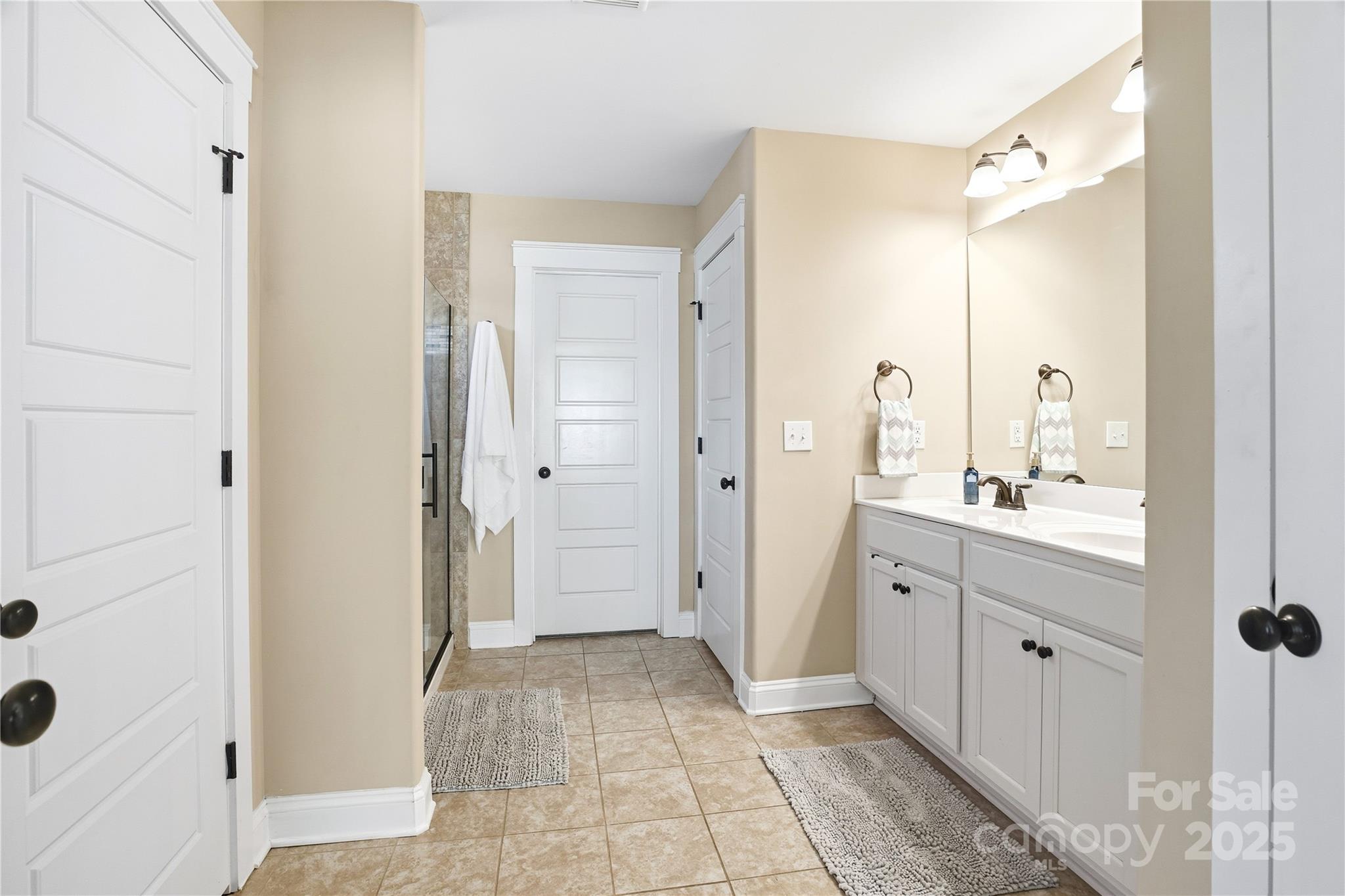 3168 Delaware Drive Denver, NC 28037 - Photo 22 of 47 a bathroom with a shower sink and mirror