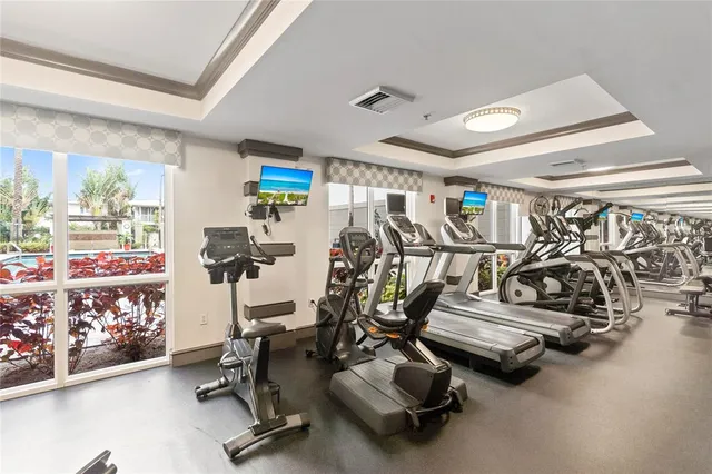 a view of a room with gym equipment
