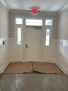 an empty room with window