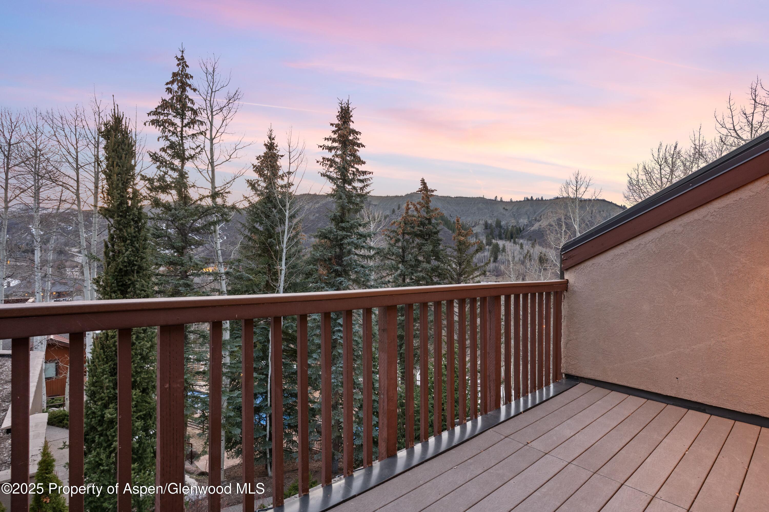 800 Ridge Road, Unit 9 Snowmass Village, CO 81615 - Photo 25 of 42 a view of a balcony with wooden fence and floor