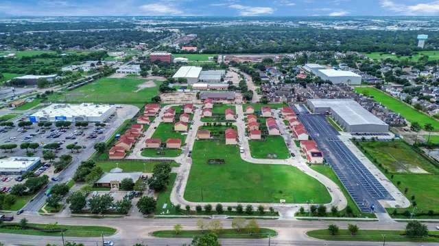 an aerial view of multiple house