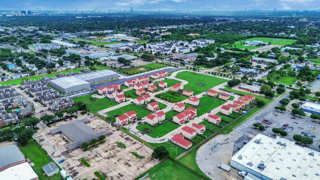 an aerial view of a city