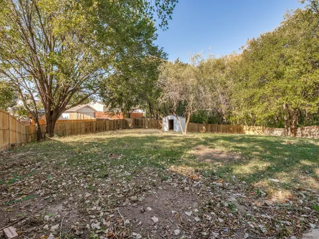 a view of a yard with a tree