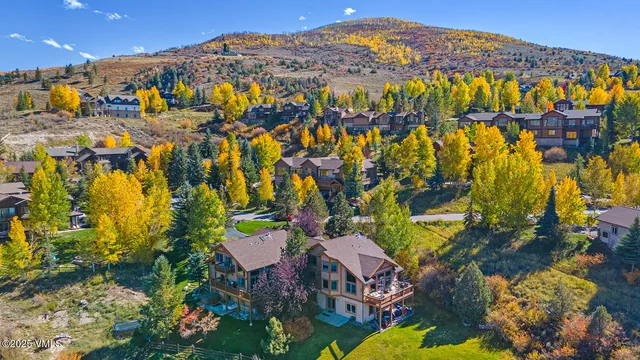 a view of an chairs and table in a backyard