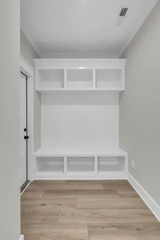 a view of an empty walk in closet