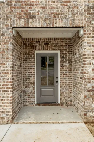 a front view of a building with a window